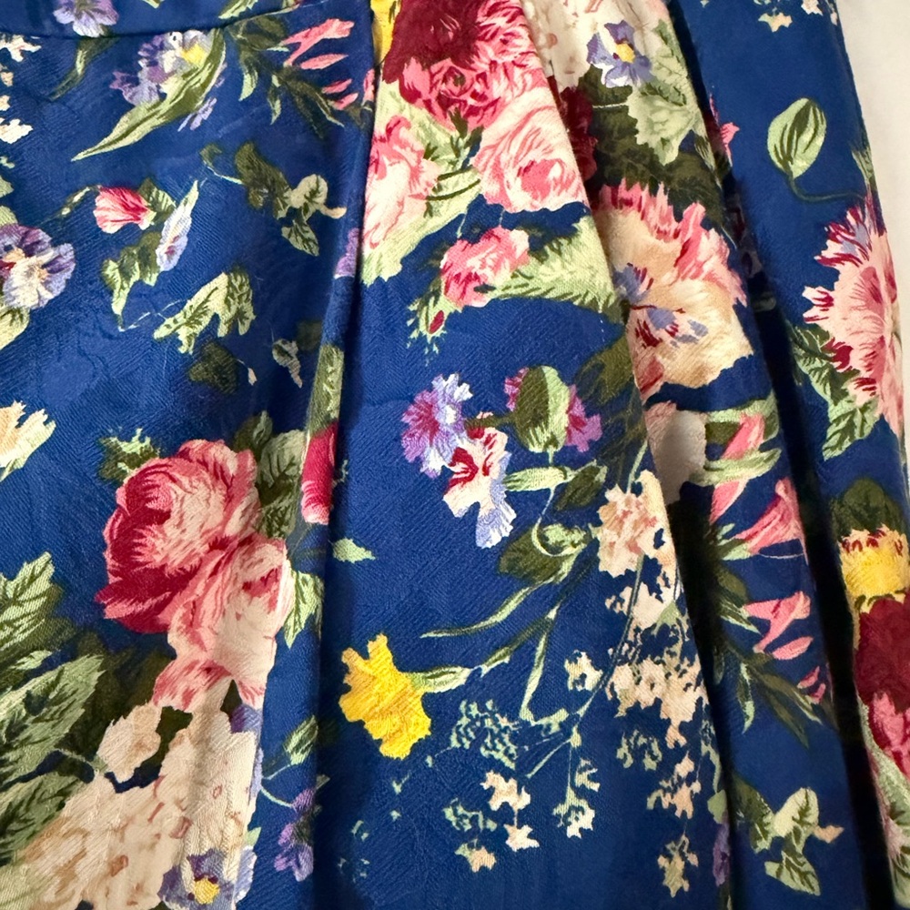 VINTAGE Cotton Jacquard Floral Midi Skirt Cottage‎ Floral 12 M - Picture 4 of 12